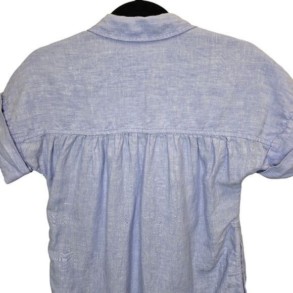 Baird McNutt J Crew Womens S Irish Linen Short Sleeve Mini Shirtdress Light Blue - Picture 9 of 16